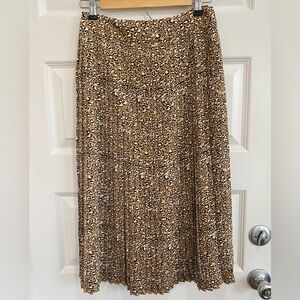 J. Crew Leopard Pleated Midi Skirt